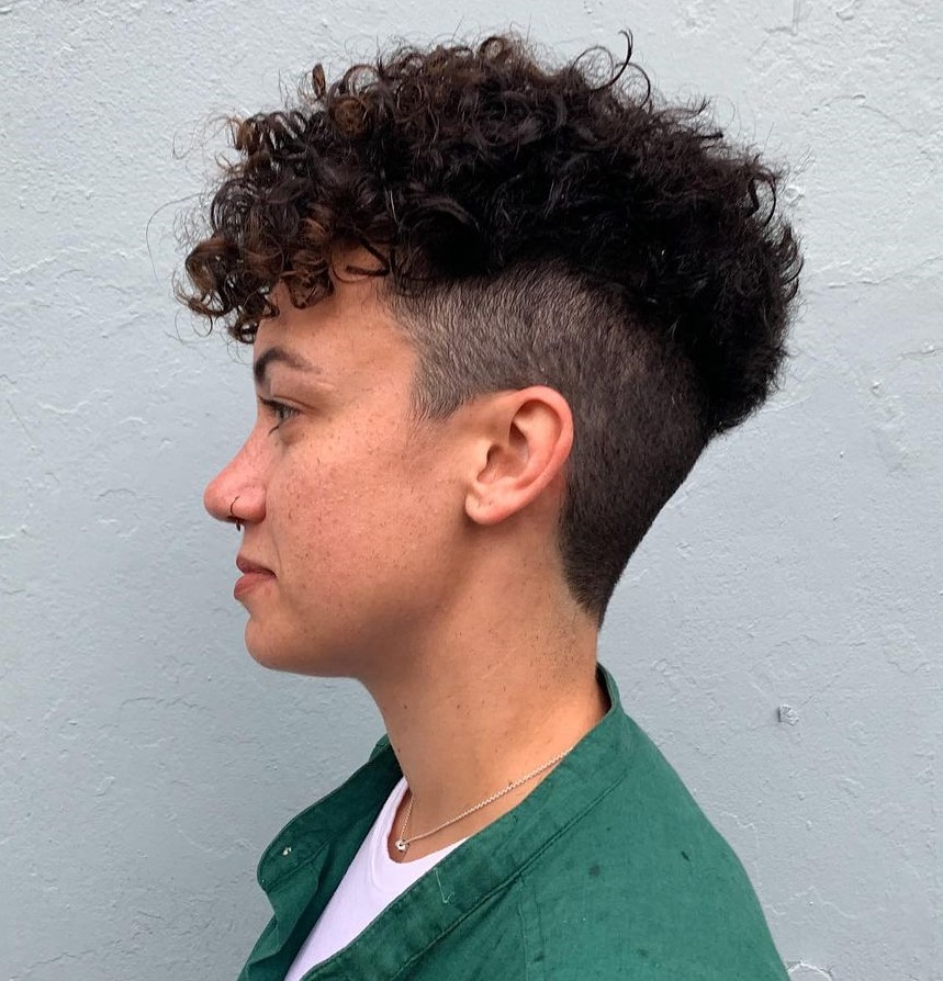 Curly Bowl Cut on Dark Hair