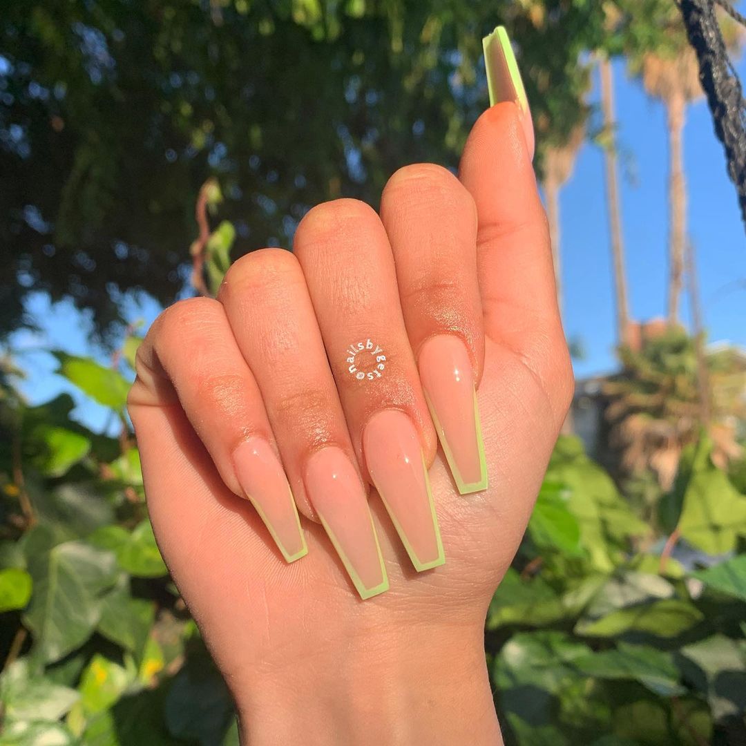 French Tip Coffin Nails