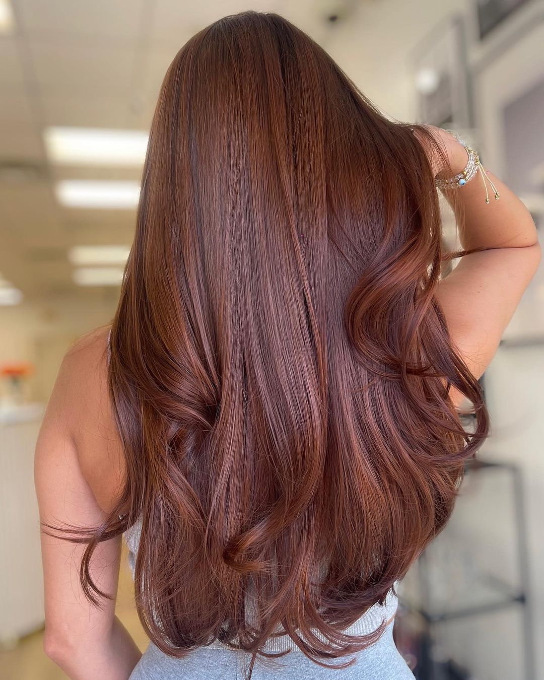 Long Straight Dark Copper Hair Color