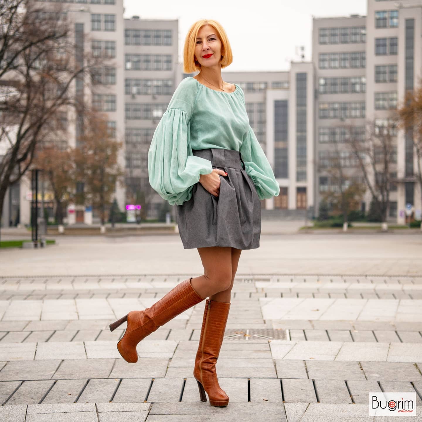 Short Gray Bubble Skirt