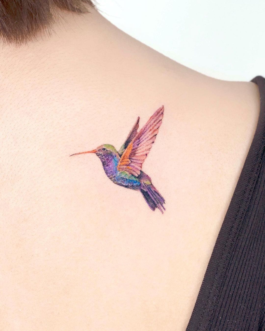 Small Hummingbird Tattoo on Shoulder