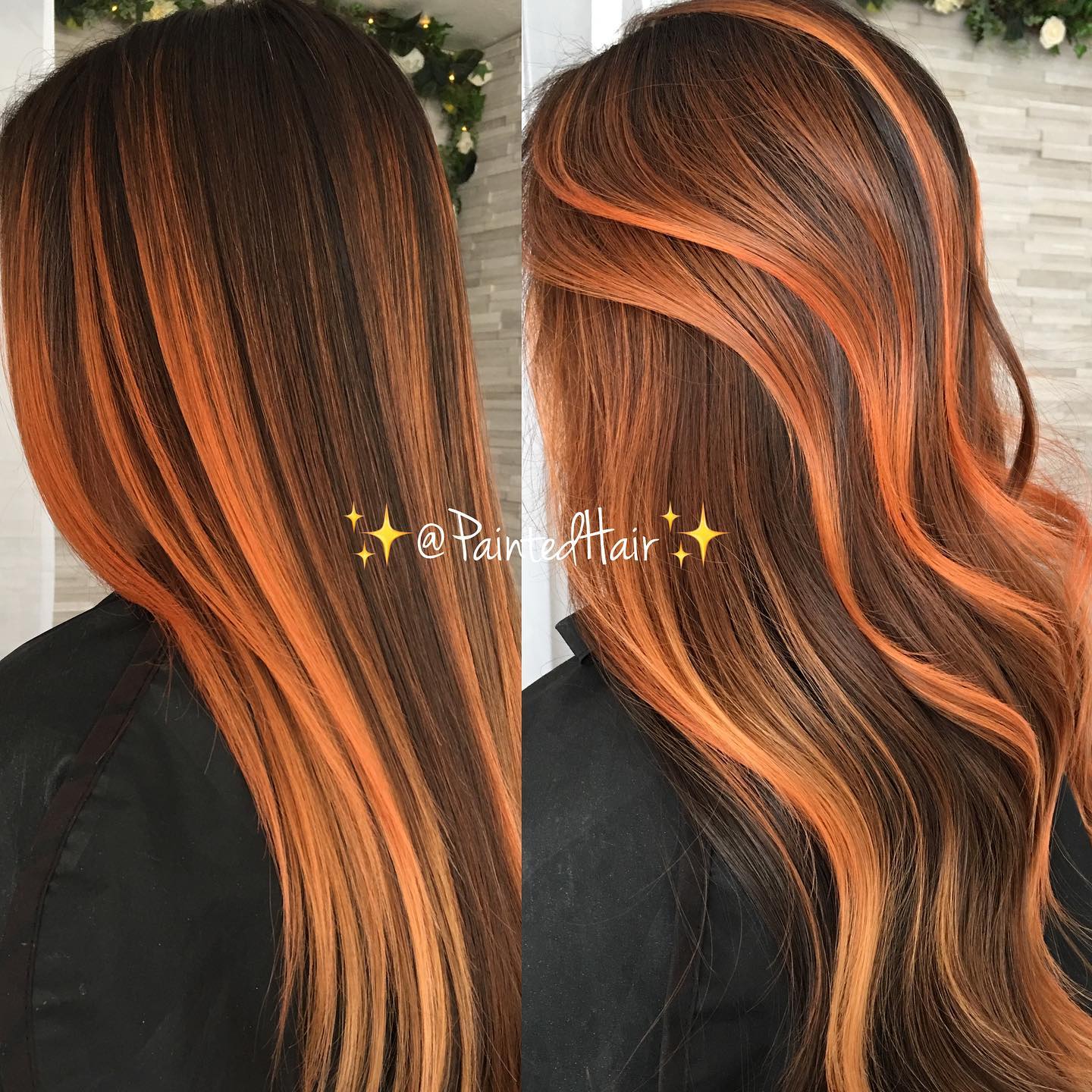 Straight Hair with Cooper Highlights