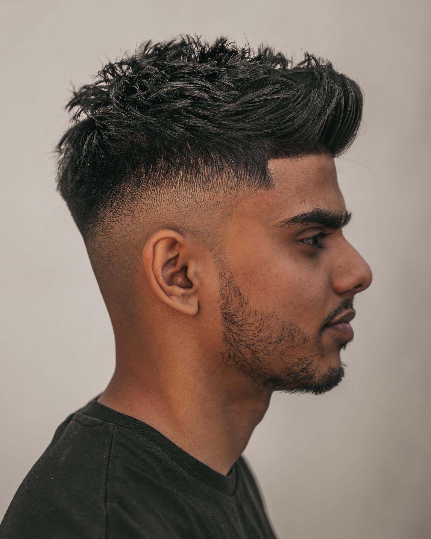 Textured Quiff Haircut on Black Hair