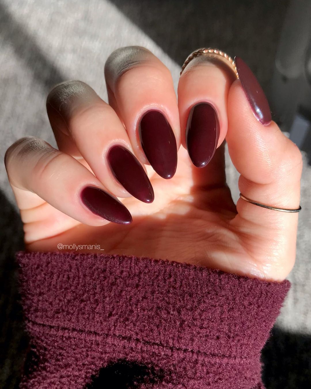 Maroon Coffin Nails