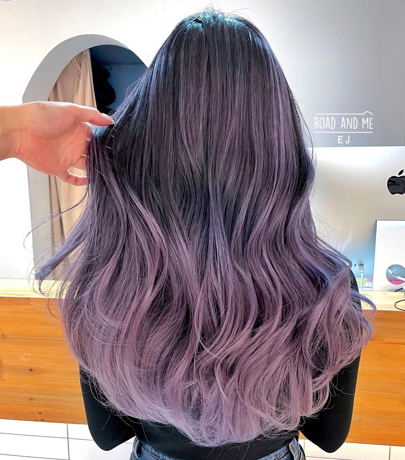 Long Dark and Violet Ombre Hair Color
