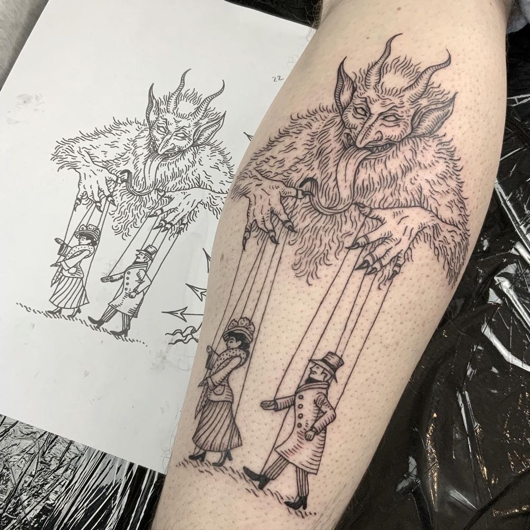 Scary Tattoo With Demons