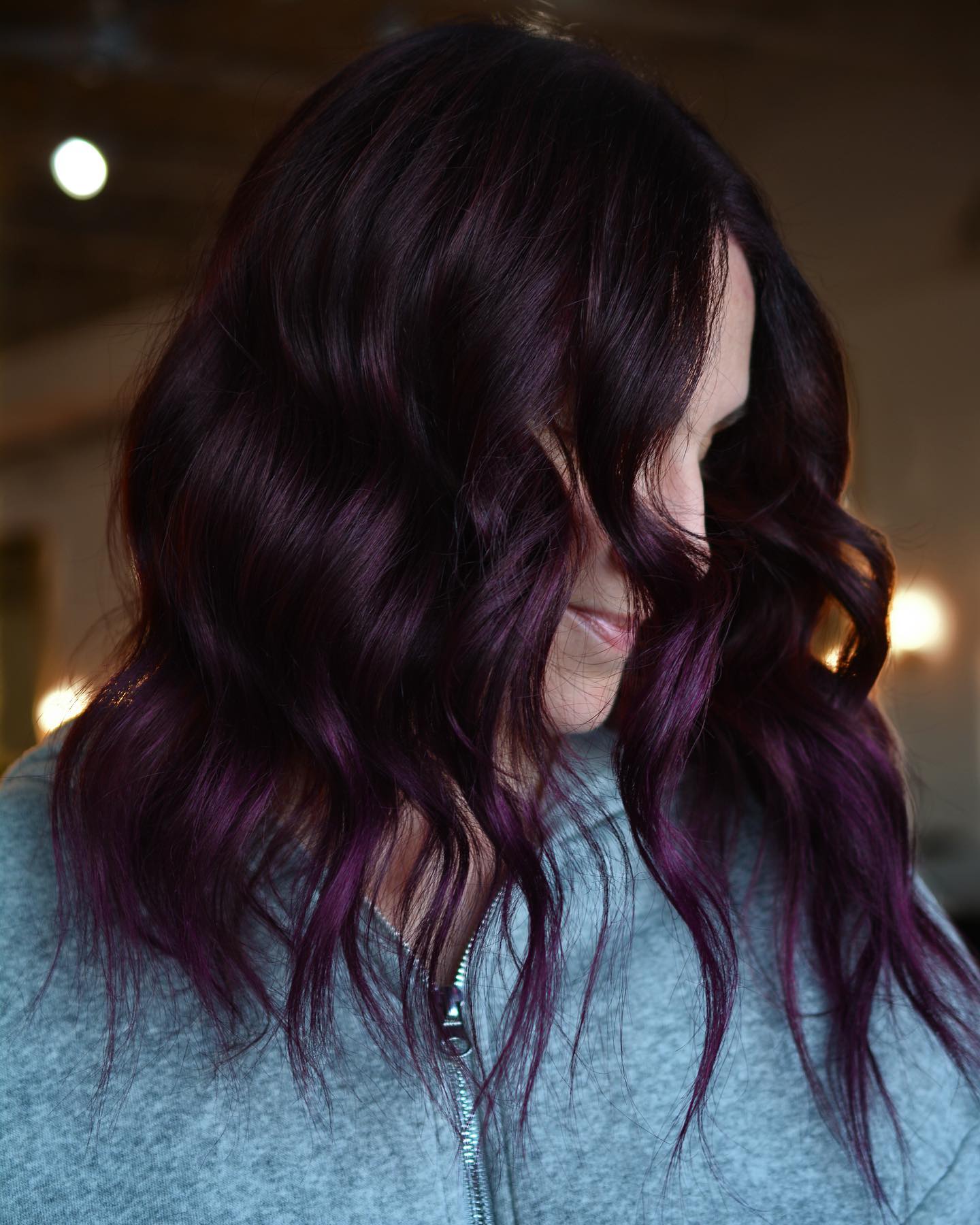 Medium Length Dark Plum Hair