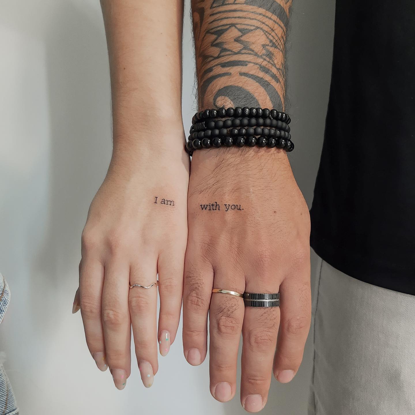 “I am with you” Tattoo for Couples on Hands
