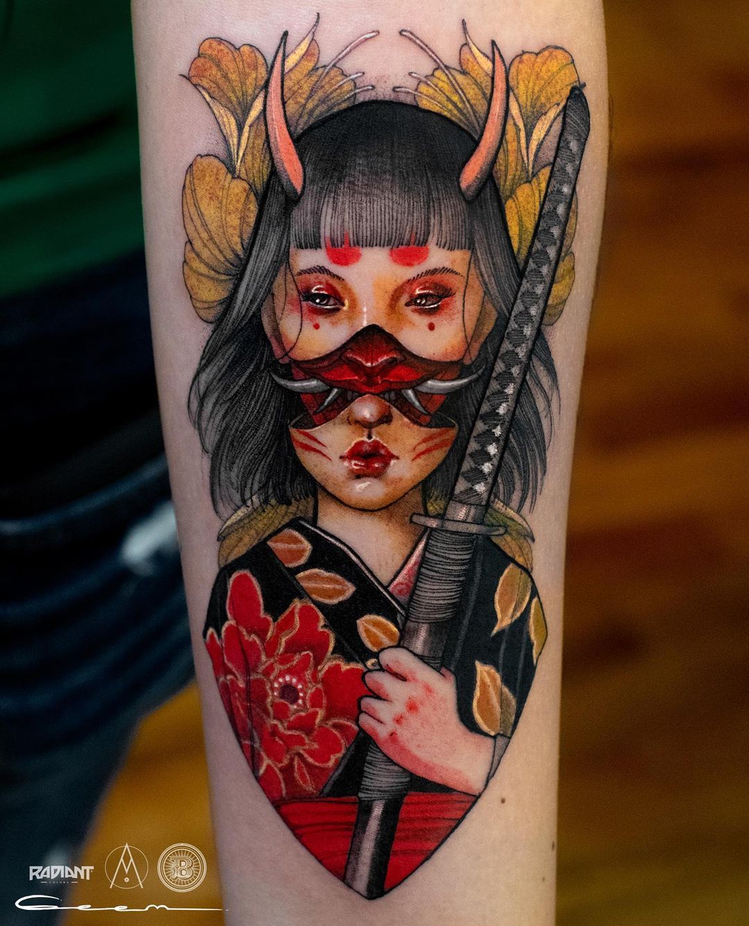 Japanese Geisha Tattoo on Leg