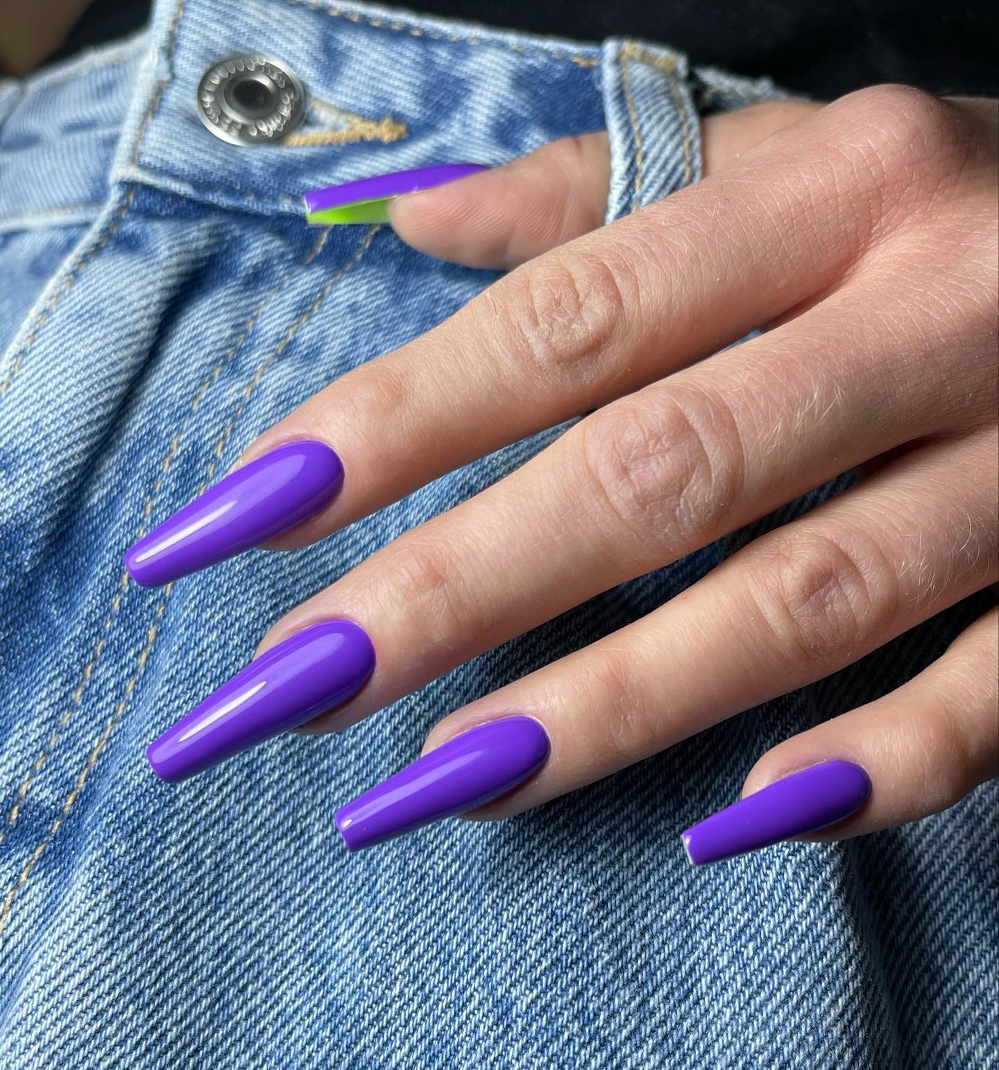 Long Purple Acrylic Nails