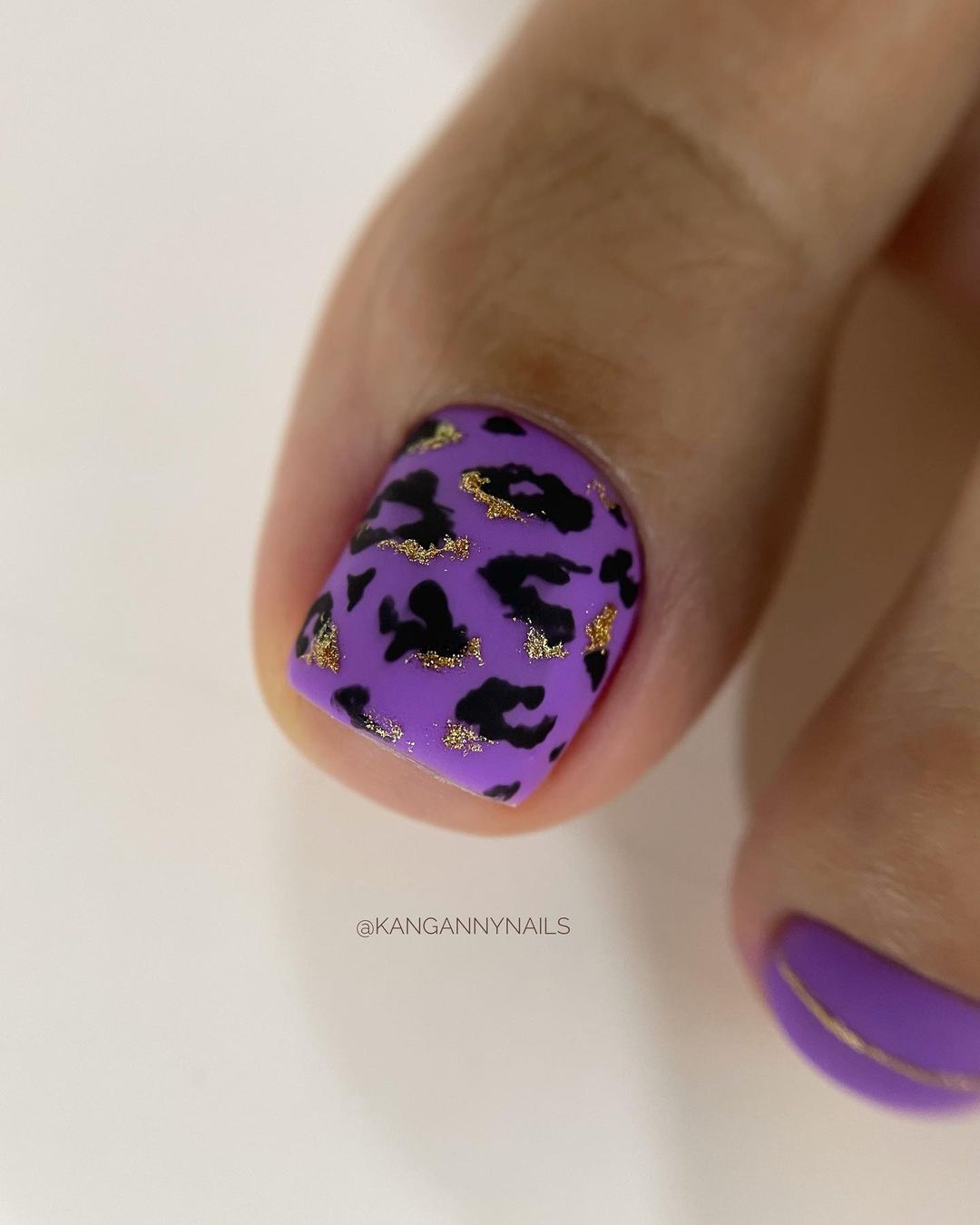Purple Leopard Pedicure with Glitter