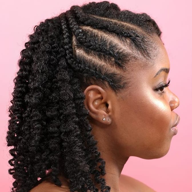 Twist Out Hairstyle with Cornrows on Short Hair
