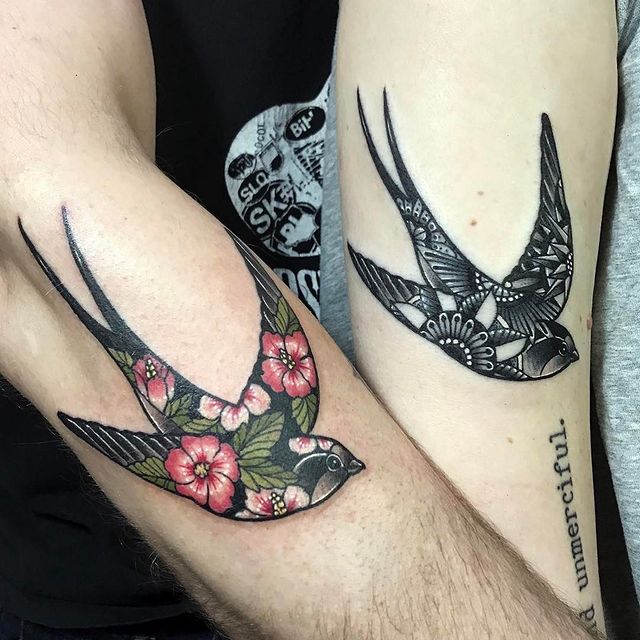 Bird Couple Tattoo Art Symbolizing Freedom And Happiness