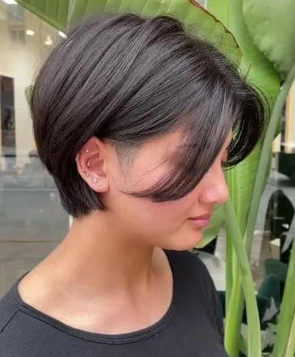 Short Bob with Undercut and Long Curtain Bang