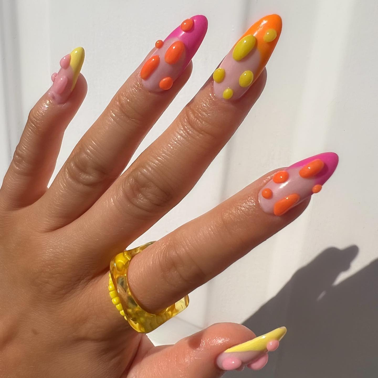 3D French Nails with Colourful Spots