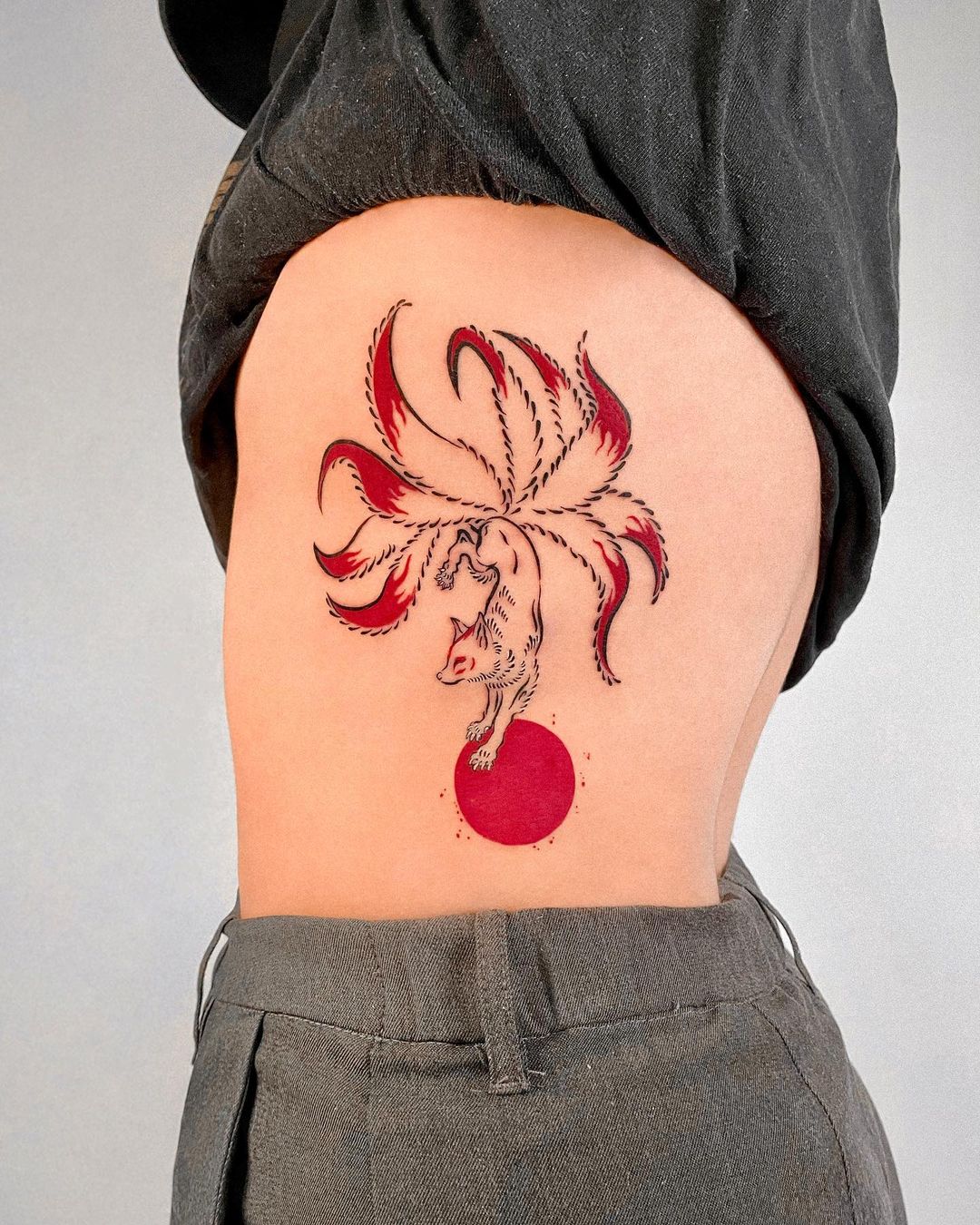 Japanese Fox Tattoo on Side