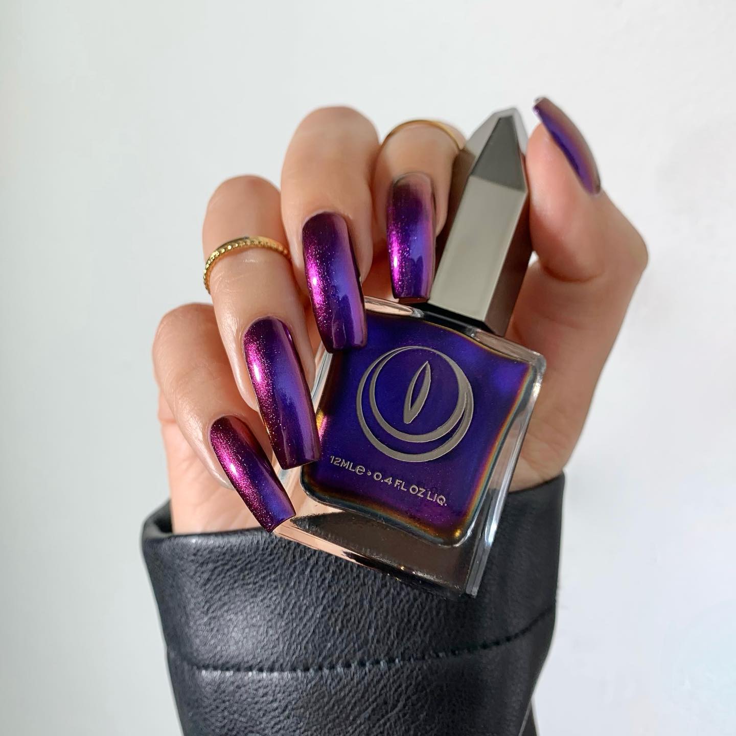 Long Square Chrome Dark Purple Nails