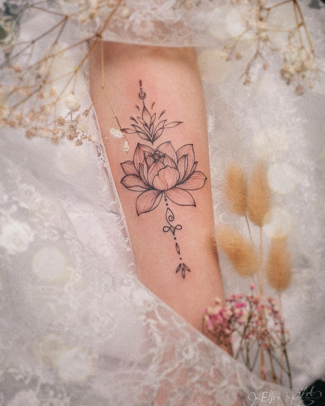 Tattoo With Lotus-Shaped