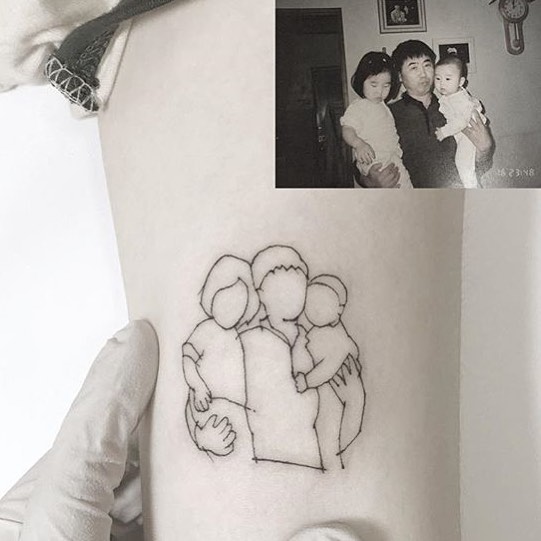 Minimalist Family Portrait Tattoo