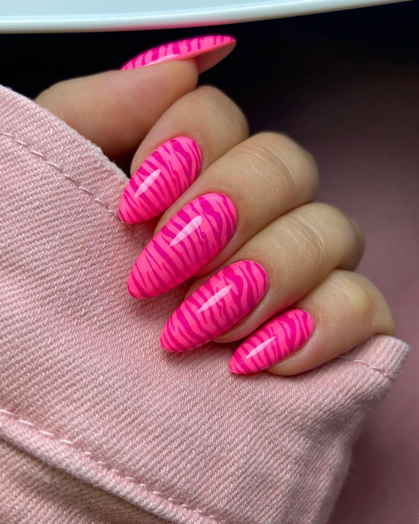 Acrylic Oval Pink Nails