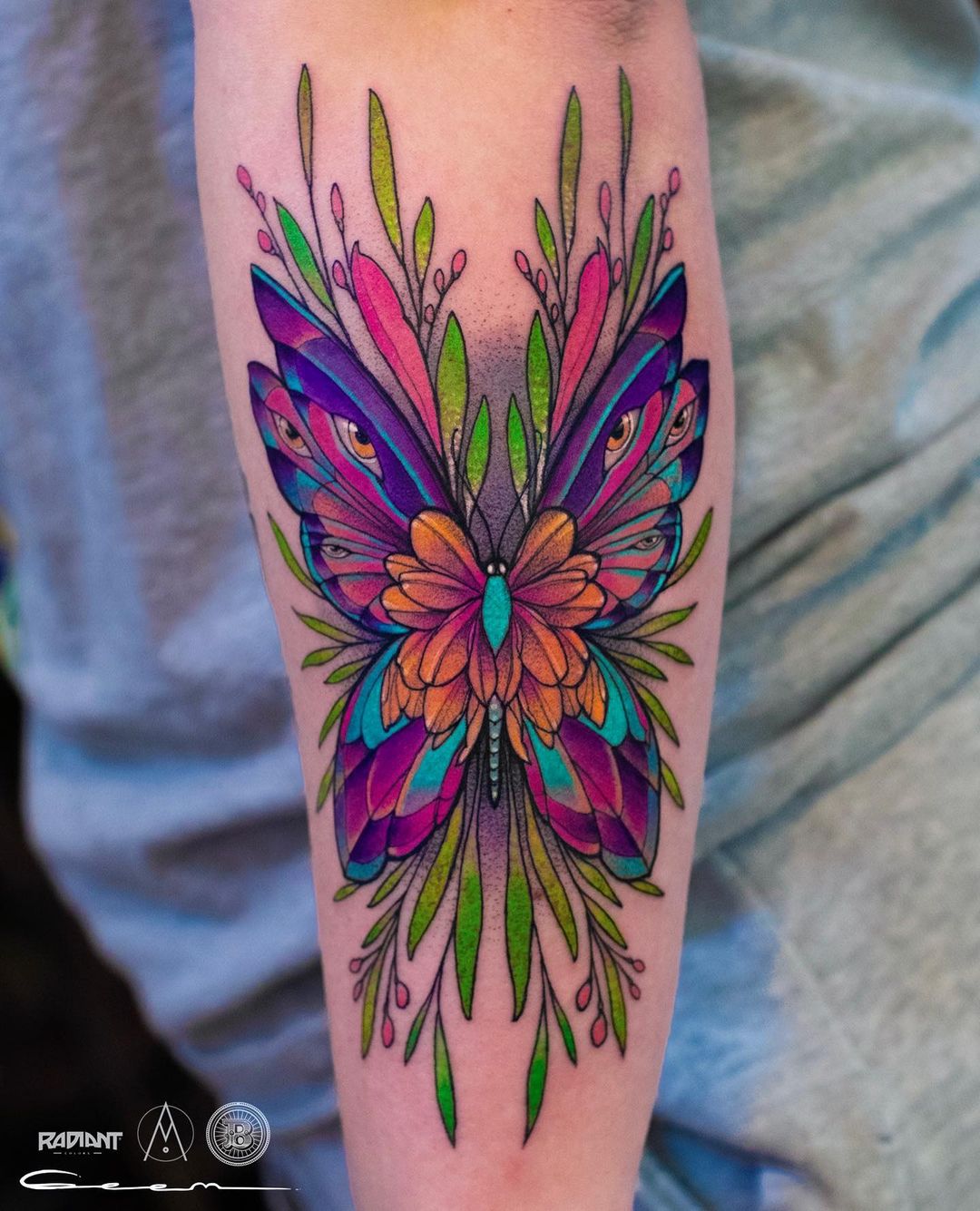 Bright, Colourful Butterfly Tattoo