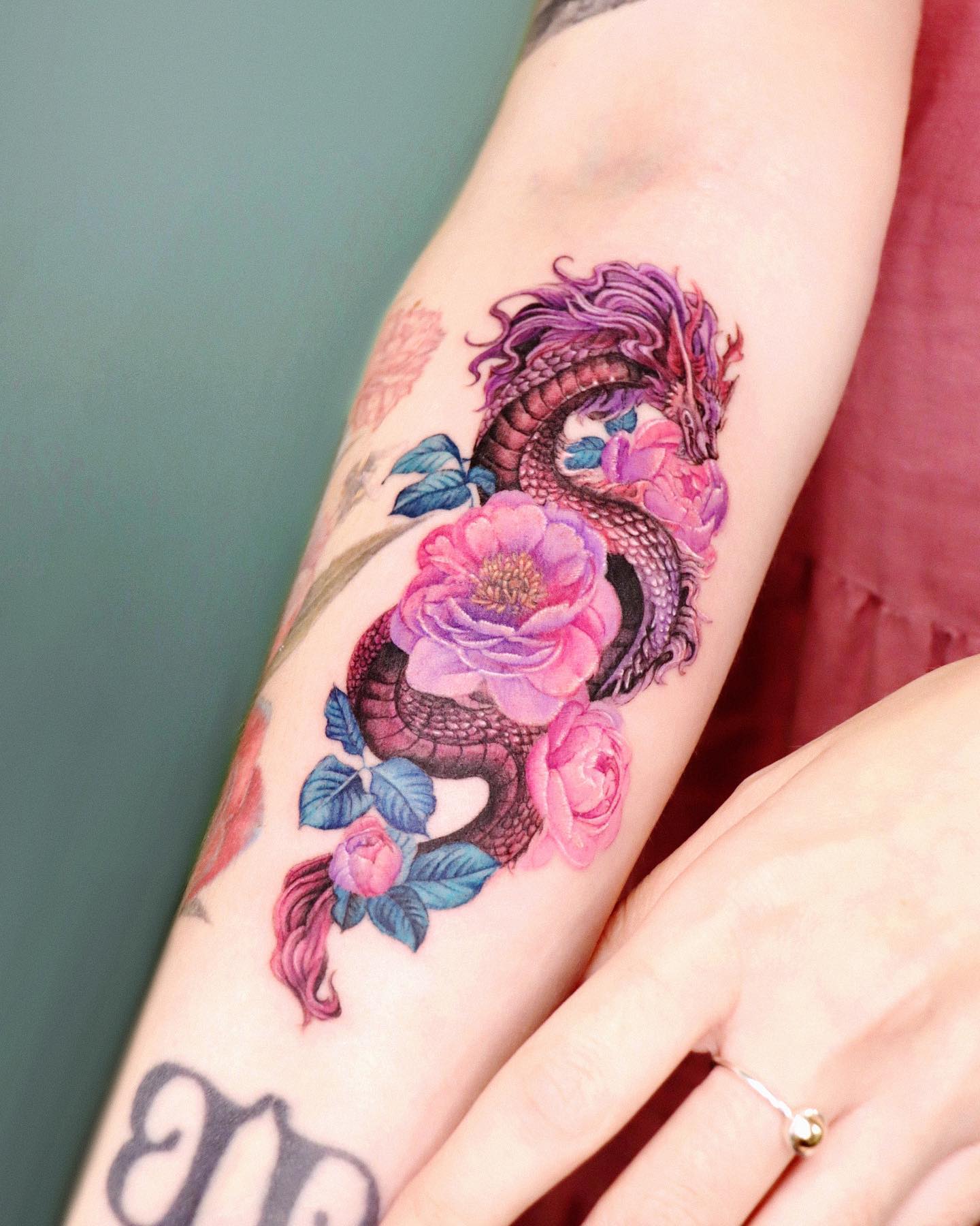 Colorful Chinese Dragon Tattoo on Arm