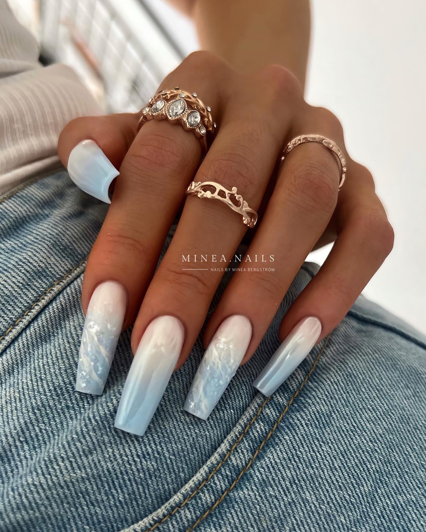 Light Blue Nails with Gradient