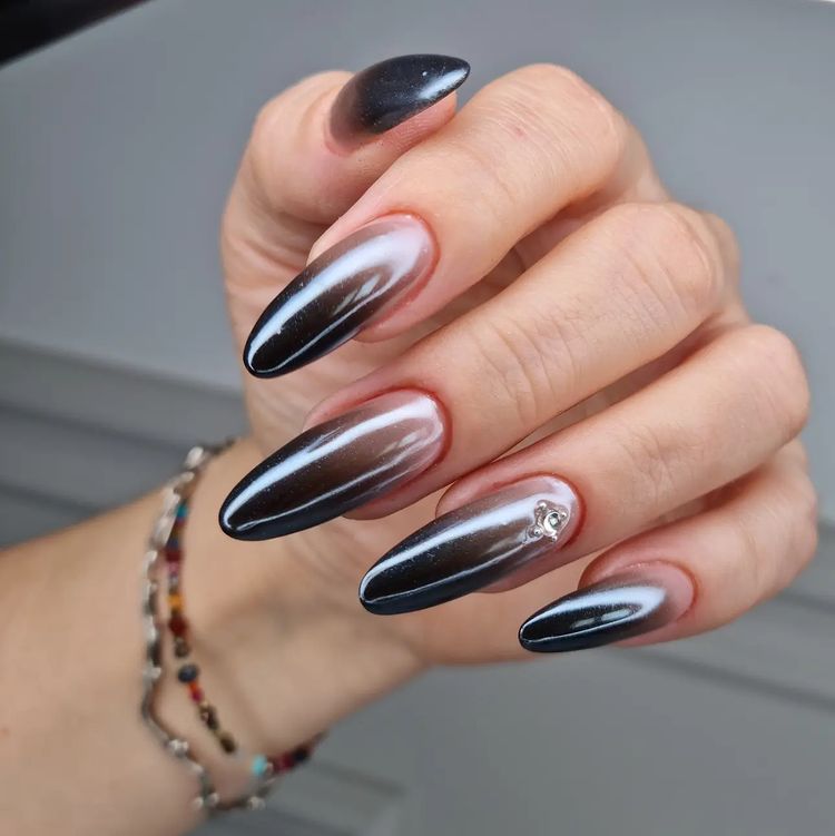 Long Black Ombre Nails