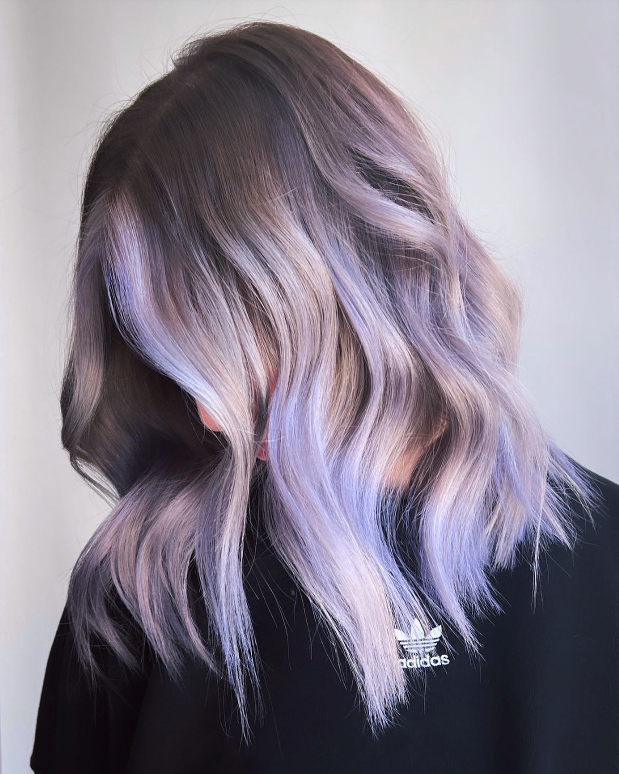 Long Blonde Bob with Lavender Highlights