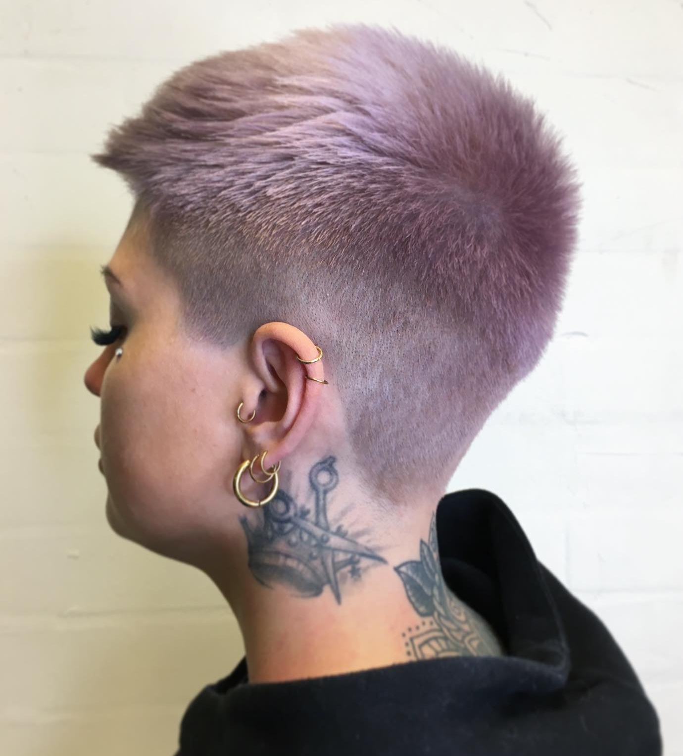 Long Buzz Cut on Lilac Hair