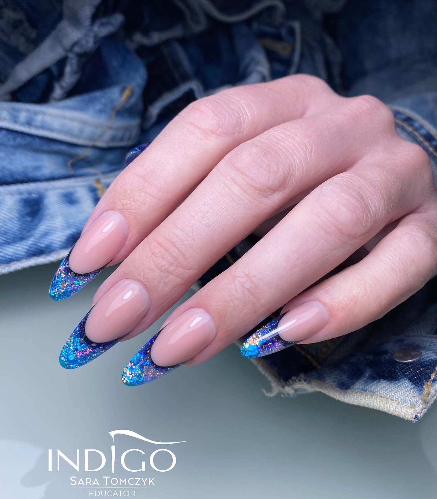 Long French Galaxy Nails