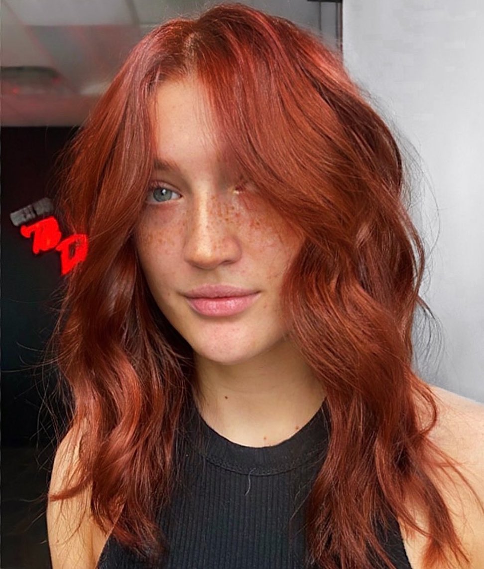 Natural Dark Red Wavy Hair