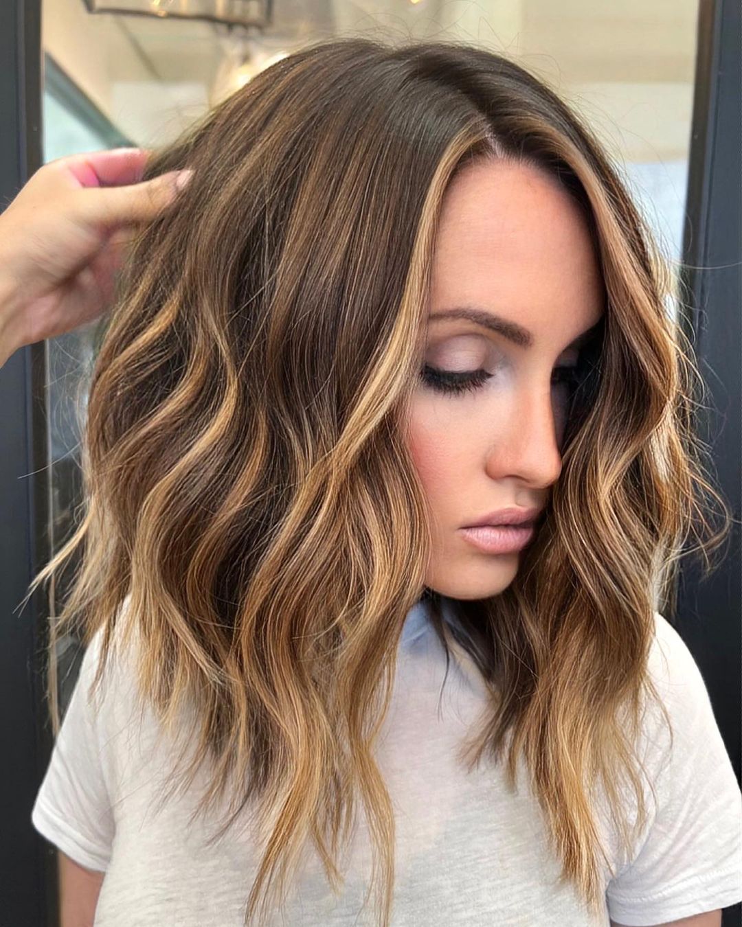 Partial Caramel Highlights on Light Brown Hair