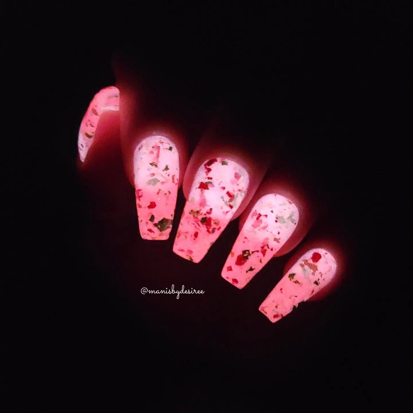 Red Glow in the Dark Nails