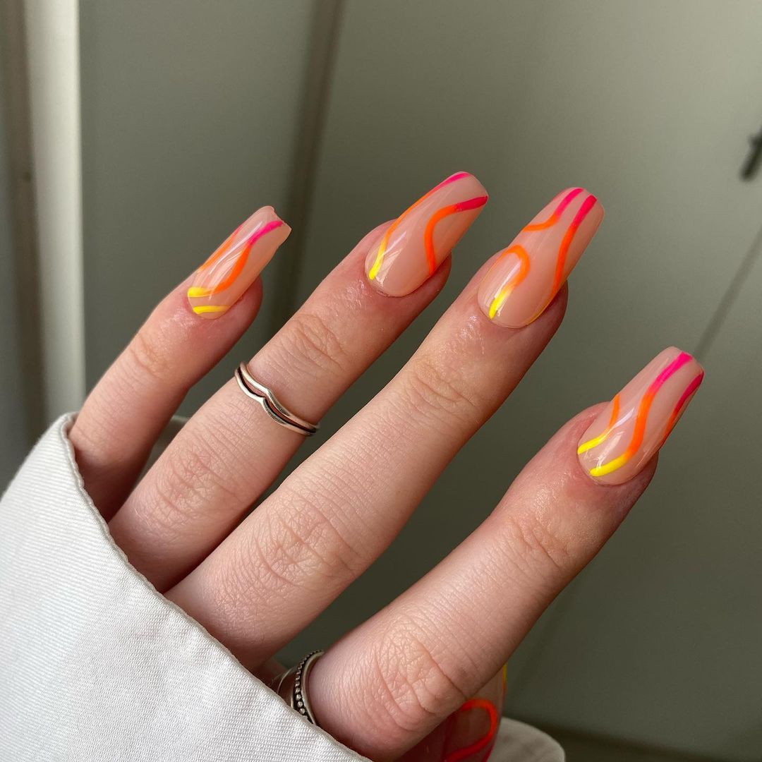 Summer Coffin Nails