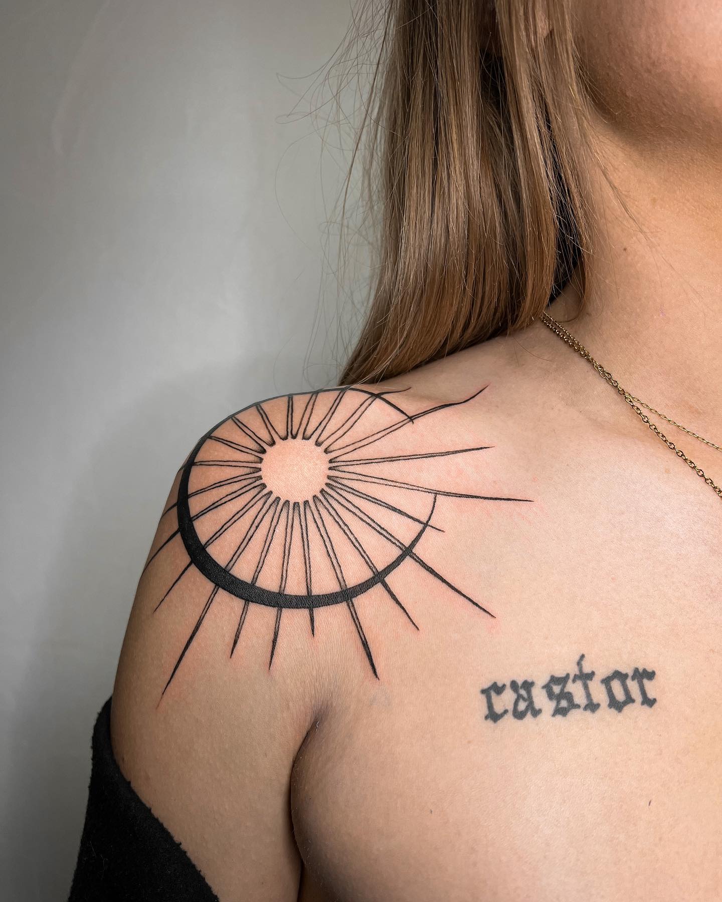 Sun and Moon Tattoo on Shoulder