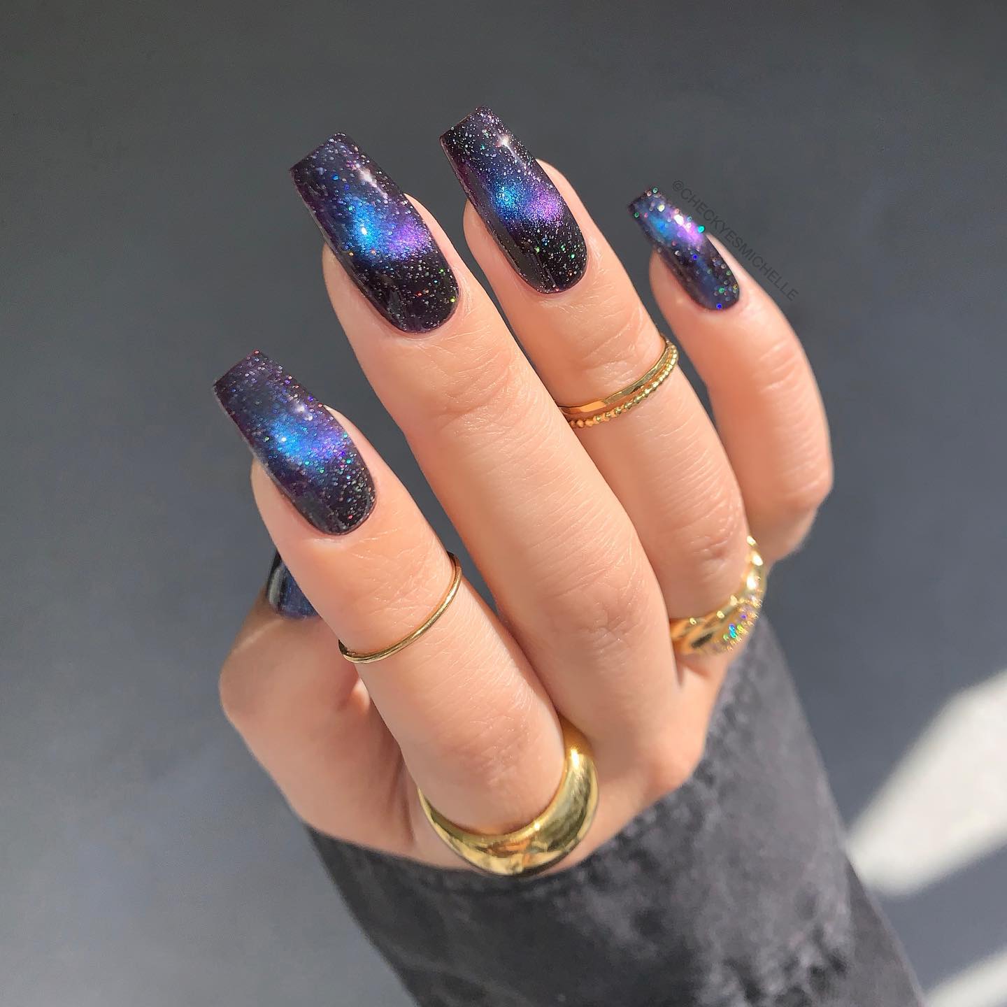 Long Square Night Sky Nails