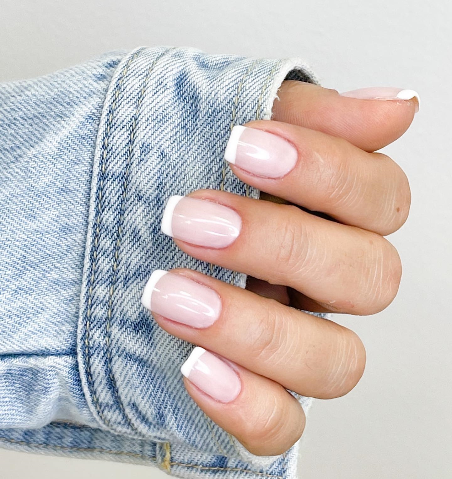 Nude French Nails with White Tips