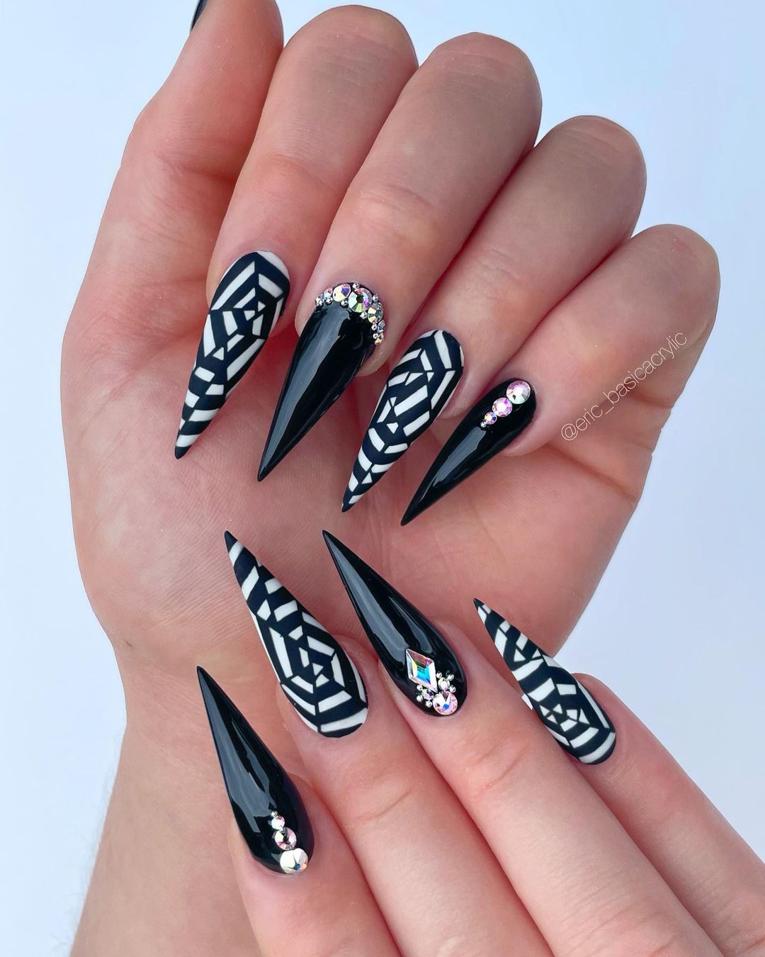 Stiletto Black Chrome Nails