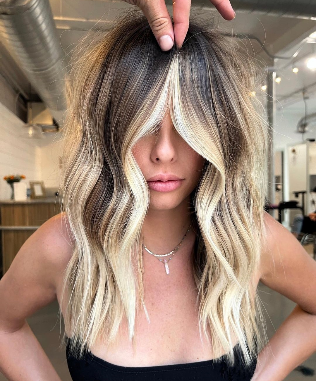 Blonde Ombre with Money Piece Highlights