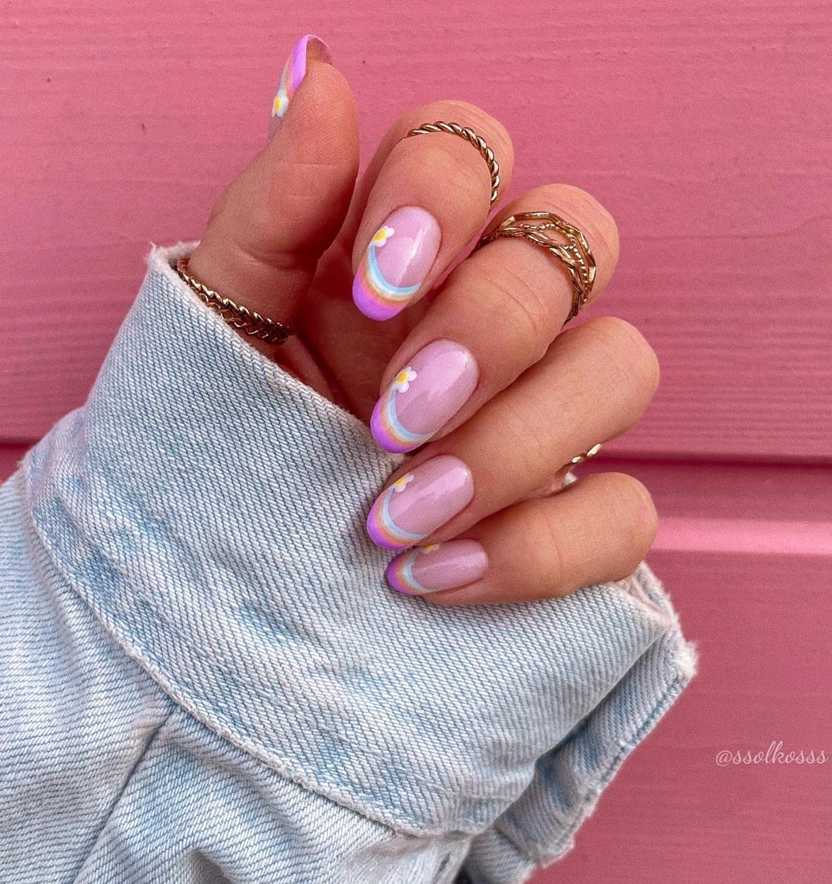 Pink French Manicure with Dark Pink Tips