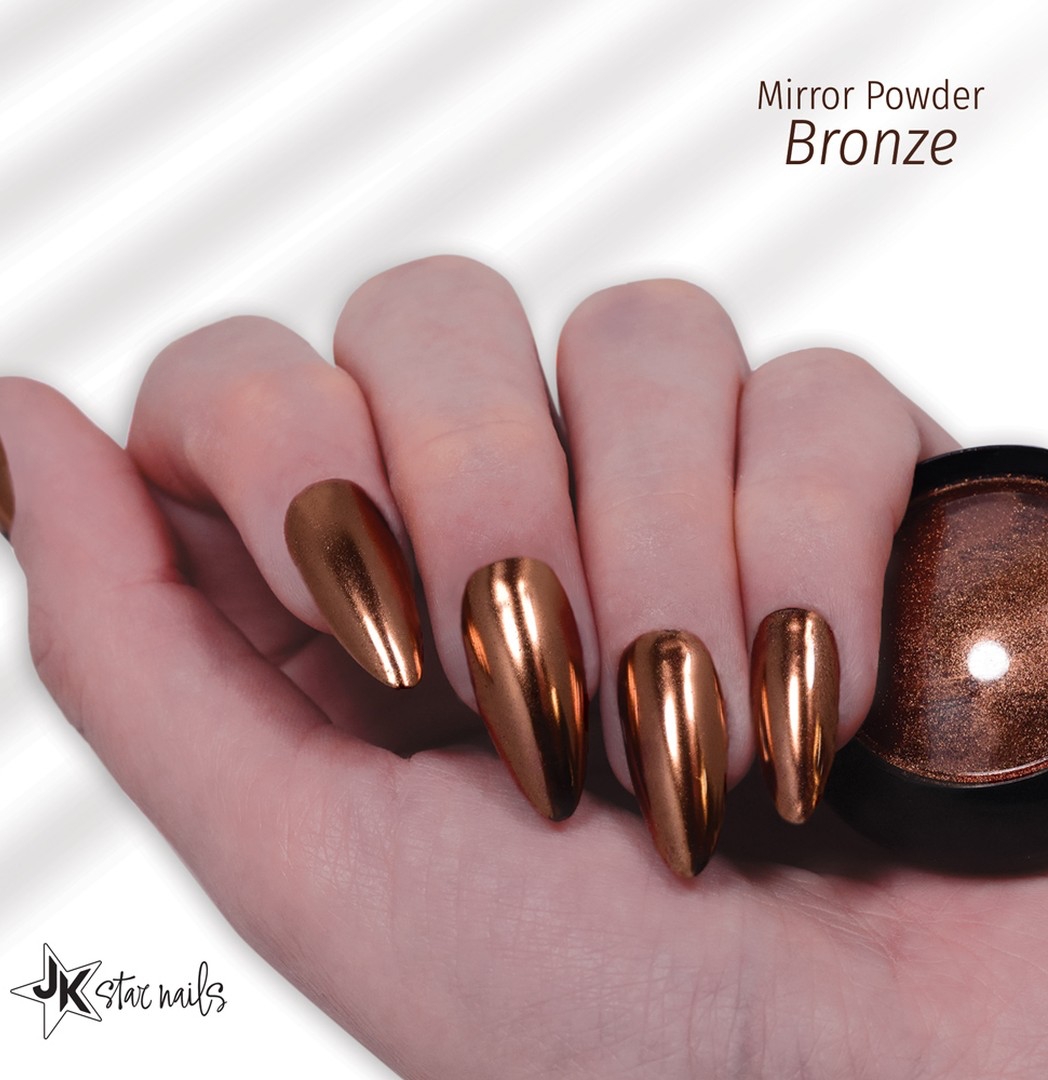 Short Stiletto Bronze Chrome Nails
