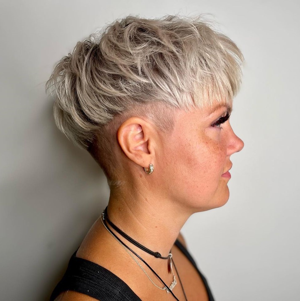 Choppy Bowl Haircut on Blonde Hair