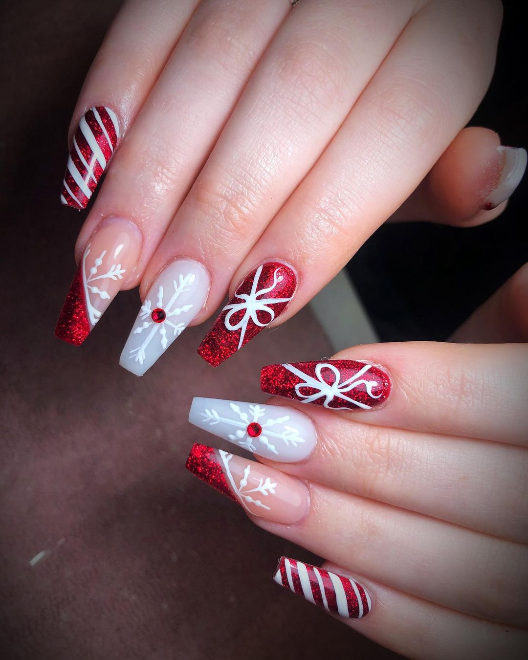 Trendy Coffin Christmas Nails