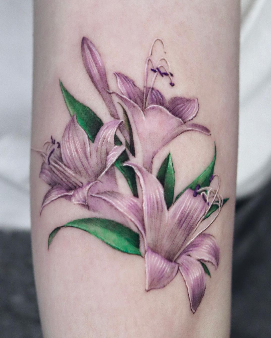 Color Lily Tattoo on Arm
