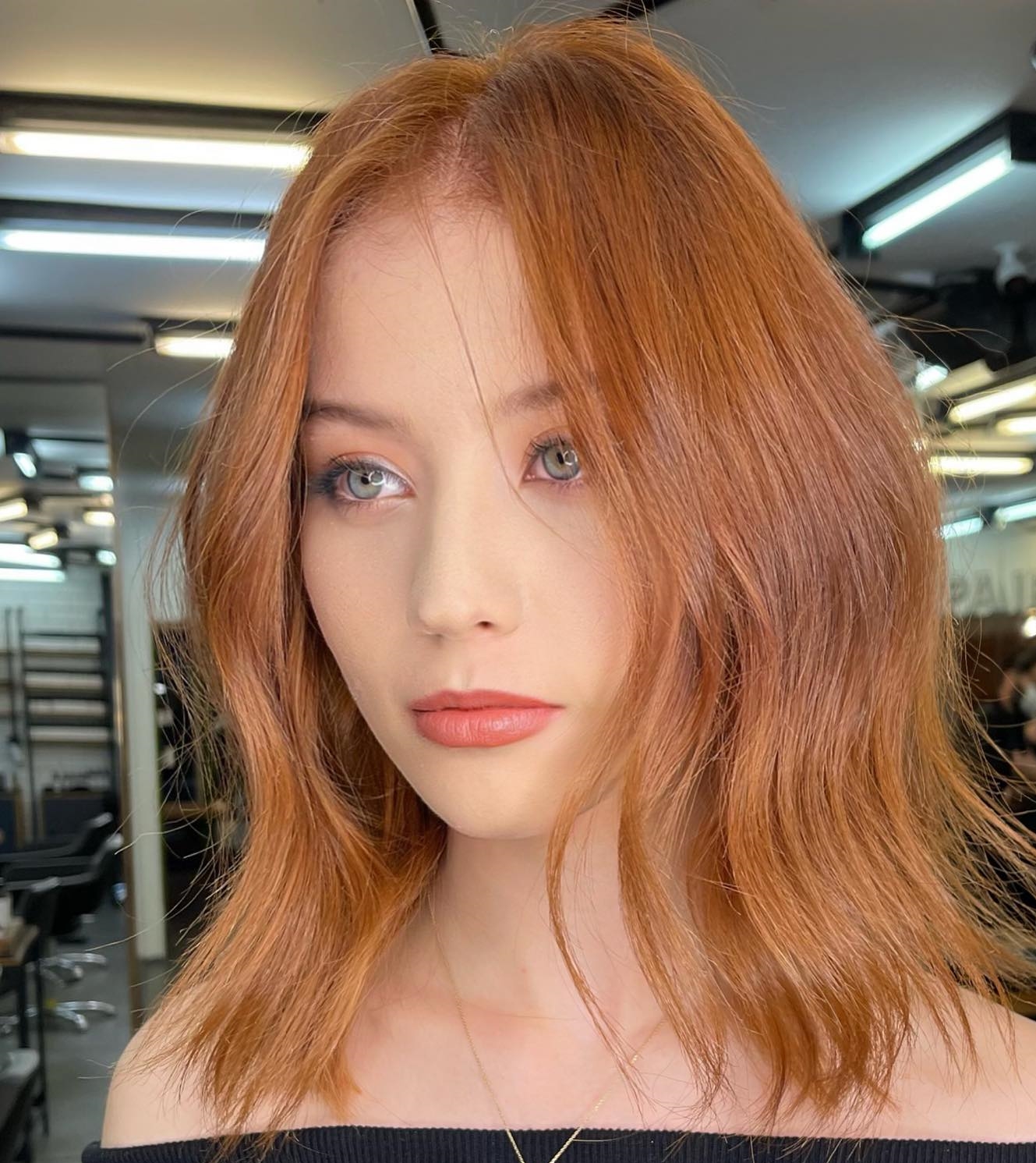 Lob Red Haircut for Thin Hair