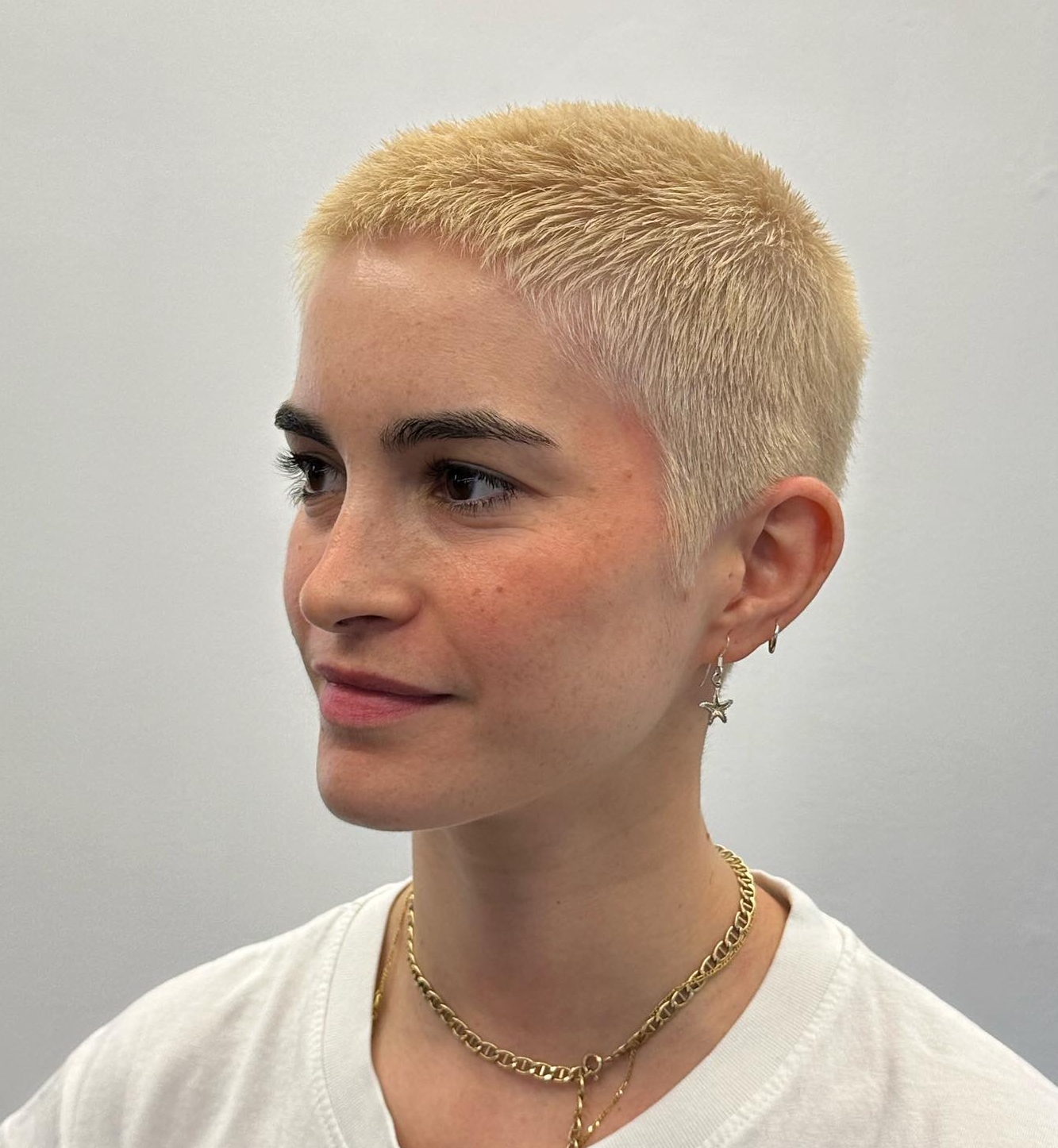 Long Buzz Cut for Women on Blonde Hair