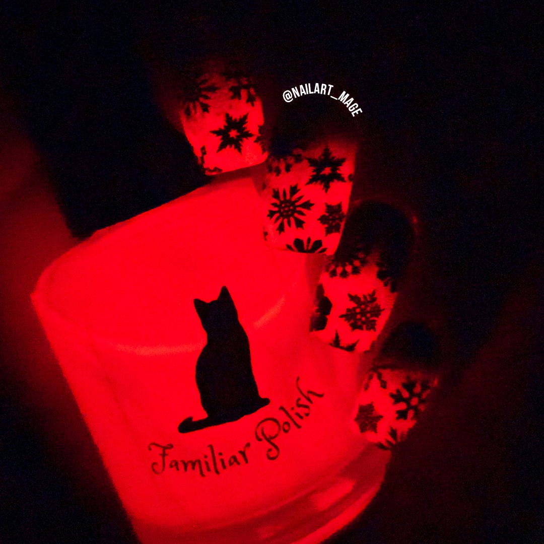 Short Square Red Glow in the Dark Nails