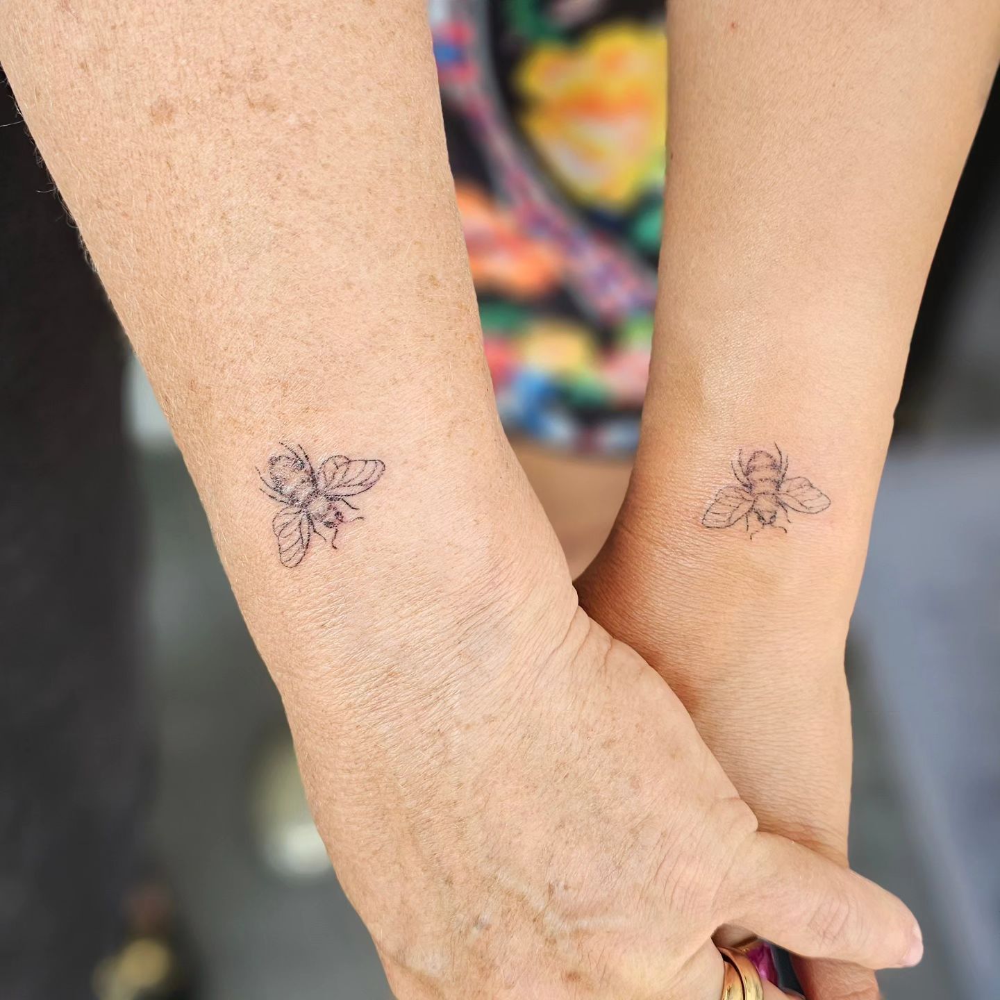 Small Bee Mother & Daughter Tattoos