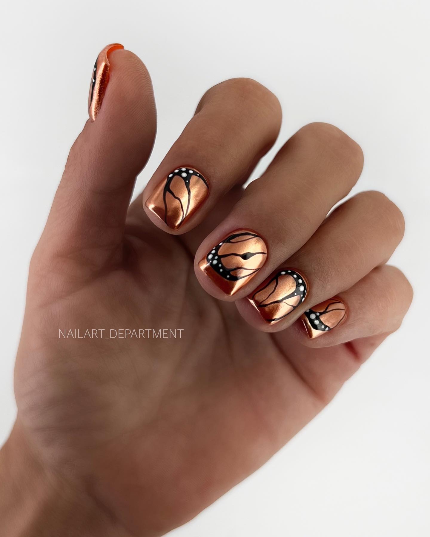 Short Brown Chrome Nails